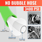YAMATIC Flexible Pressure Washer Hose 25FT, 3400 PSI 1/4'' Power Washer Hose Replacement for Gas&Electric Washer, Kink Resistant Extension Leak-Free M22 Fittings, Green
