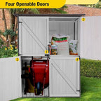 Aivituvin Outdoor Storage Shed with Floor, Garden Tool House with Metal Frame Structure, Large Wooden Cabinet with Adjustable Shelves for Backyard Garden Patio (White)