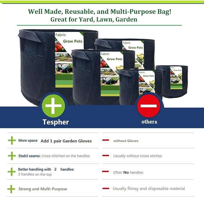 3-Pack 20 Gallon Thickened Plant Grow Bags Large (22x12 in) Heavy Duty Garden Bag Fabric Plant Pots for Tomato,Potato Planter,Flower Pots,Herbs Veggies Planting,Barrel Planter,Yard Waste Bag,Leaf Bags
