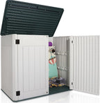 47 Cu ft Outdoor Storage Shed, Resin Outdoor Storage Box for Patio Yard Weatherproof Outdoor Storage Cabinet for Tools Pool Supplies - Lockable Deck Boxes Outdoor Waterproof(Creamy White)