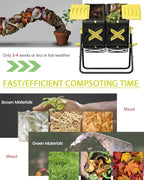 Compost Bin Outdoor - 2 X 18.5 Gal Dual Chamber Compost Tumbler,BPA Free Outdoor Rotating Composter with Easy-Turn, Fast-Working System