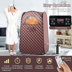 COSTWAY Portable Steam Sauna, Full-Body Personal Sauna Tent w/ 3L Steam Generator, Foldable Chair, Foot Massager, Timer, Remote Control, Indoor Pop-up Sauna Tent for Home Spa Relaxation (Coffee)