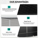 HUGROVE 49.5 Cu ft Storage Shed, 4.6 x 4.1 FT Outdoor Storage Horizontal Resin Shed, Weather Proof Water Proof PP Material, Lockable Door, Outdoor Storage Box for Trash Cans, Patio, Garden (4.6x4.1)
