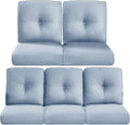 Pop 22x25/22x24 Outdoor Cushions for Patio 5 Piece Set - Set of 5 Water-Resistant Replacement Cushion for Wicker Rocking Swivel Chairs Loveseat Couch Sectional Sofa - Baby Blue/Button