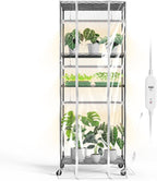 Bstrip Indoor Greenhouse with Grow Light, Metal Plant Stand, 3 Pack T8 2FT Full Spectrum Plant Lights, Timer, Black, 23.5"x13.8"x59"