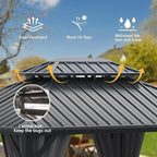Domi 8’ X 10’ Hardtop Gazebo Canopy with Netting & Curtains, Outdoor Metal Gazebo with Galvanized Steel Double Roof for Patio Lawn and Garden, Gray