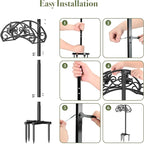 Garden Hose Holder Detachable, Heavy Duty Metal Water Hose Hanger Freestanding Hose Organizer Hose Holders for Outside (Black)