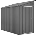 4×8 FT Lean to Metal Shed,Outdoor Heavy-Duty Storage Shed with Floor Base,All Weather Waterproof Garden Tool House W/Lockable Door&2 Air Vents,Reversible Door Design,for Backyard,Patio,Lawn,Gray