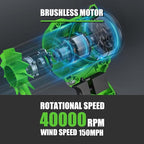 Leaf Blower Cordless - Lightweight Electric Handheld Blower with Battery and Charger, 3 Speed Mode, Blowers for Lawn Care, Patio Cleaning, Dust Cleaner (Dark Green)