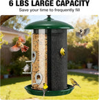 Veehoo Hanging Bird Feeder for Outdoors, 3 in 1 Large Capacity Metal Mesh Tube Bird Feeder for Thistle Nyjer Peanut, Wild Triple Finch Cardinal Feeders 6 lbs Seed Capacity for Outside