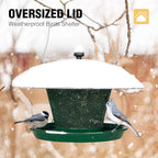 Veehoo Bird Feeders for Outdoors Hanging-Cardinal Bird Feeder with Weatherproof Dome, Wild Meta Finch Feeder for Outside 2.5 lbs Sunflower Seed Capacity, Green