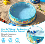 Foldable Swimming Pool for Kids 63"x18" Hard Plastic Portable Dog Pool Anti-Slip Collapsible Pets Bathtub Kiddie Pool Indoor Outdoor Backyard (JellieMons 63'')