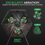 Compost Tumbler 45 Gallon/170L, Easy-Assemble Dual Chamber Compost Bin Outdoor, 360°Rotating Large Composter for Outside, Backyard, Garden, Gifts for Seasoned Gardeners & Beginners-Green