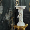 Vintage Weathered 21.3’’H Winged Angel Roman Column Statue Oxidized Magnesium Pedestal Base for Home Garden Yard Patio Decor Event Displays, White