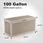 EasyUp 100 Gallon Deck Boxes Waterproof, Outdoor Large Storage Boxes with Lids, Outside Resin Storage Box & Deck Boxes for Patio, Garden Use(Gray)