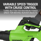Greenworks 40V 20" Cordless Lawn Mower (Push), Axial Leaf Blower (500 CFM / 120 MPH),12" String Trimmer with 2 Batteries(5Ah+2Ah) and Chargers