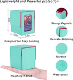 AFIING MTG Deck Box for Commander Display,Card Deck Case Fits 100 Double Sleeved Cards, Magic Commander TCG Card Storage Box with 2 Dividers,Dice Bag and 1 Toploader(Green Rose pink)