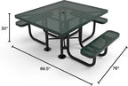 COATEDOUTDOORFURNITURE Coated Outdoor Furniture Heavy-Duty Portable ADA-Compliant Outdoor Picnic Table with Umbrella Hole, Punched Steel Patio Dining Furniture Made in America (46" Square Top, Green)