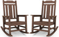 SERWALL Oversized Rocking Chair Set of 2 Outdoor, HDPE Outdoor Rocking Chair Set of 2, Coffee