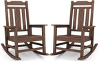 SERWALL Oversized Rocking Chair Set of 2 Outdoor, HDPE Outdoor Rocking Chair Set of 2, Coffee