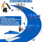 COBIZI 10x30 Pop Up Canopy Without Sidewall,Heavy Duty Canopy UPF 50+ All Season Wind Waterproof Commercial Outdoor Wedding Party Tents for Parties Gazebo with Roller Bag(10 x 30 ft Blue)