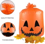 Labeol Halloween Pumpkin Leaf Bags 6Pcs Halloween Decorations Outdoor Lawn Bags with Ties Goodie Trash Yard Waste Fall Garden Decor