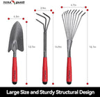 FLORA GUARD Garden Tool Set, 6-Piece Heavy Duty Gardening Hand Tools with Soft Rubber Handle, Includes Trowel, Rake, 2-in-1 Hoe & Crack Weeder, Durable Yard Tools, Ideal Gardening Gift for Men & Women