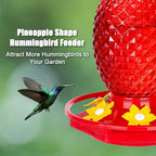 Glass Hummingbird Feeders for Outdoors Hanging Ant and Bee Proof 16OZ 2 Pack Red Pineapple Humming Bird Feeder with 6 Feeding Ports and Ant Moat Hummingbird Gifts for Women Garden Decor