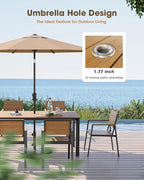 Outdoor Patio Dining Chairs Set of 2, Aluminum & HDPE All-Weather for Deck, Lawn, Backyard, Pool and Indoor Use (Gray & Teak)