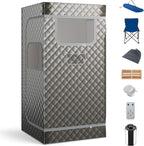 Giantex Portable Sauna Box, Full Body Steam Sauna for Home with 3L Generator, Remote Control, Folding Chair & Wooden Foot Roller, Lightweight Single Person Sauna Tent, 36" x 36" x 72", Gray