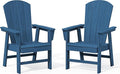 SERWALL Outdoor Adirondack Dining Chair Set of 2, All Weather HDPE Patio Chairs, Navy
