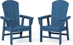 SERWALL Outdoor Adirondack Dining Chair Set of 2, All Weather HDPE Patio Chairs, Navy