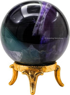 Amazing Gemstone Fluorite Crystal Ball with Stand - 2 Inches Crystal Sphere Meditation Balls for Witchcraft and Decorative Balls