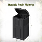 Devoko 33 Gallon Outdoor Trash Can with Dual Lid, Heavy Duty Waterproof Resin Garbage Bins Outside, Hideaway Waste Bins for Patio, Outside Pool, Backyard and Deck (2, Black)