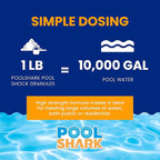 Pool Shark 68% Calcium Hypochlorite Pool Shock for Swimming Pools - 24 Pack Chlorine Granules - 1 lb Bags Pool Chlorine Shock Treatment for Inground & Above Ground Pools - Fast-Dissolving Chlorine