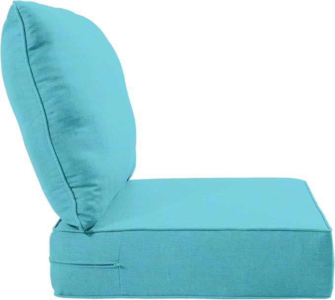 Luxury 22x24/22x25 6-Inch Patio Chair Cushions Set of 3 - Deep Seat Water-Resistant Patio Cushion for Dining Rocking Swivel Glider Loveseat 3-Seater Sectional Sofa - Turquoise