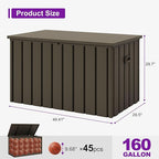 PURPLE LEAF Outdoor Deck Box 160 Gallon Waterproof Lockable Storage Box Container with Lid Deck Organization for Patio Cushions Side Table Pool Accessories Garden Tools, Brown