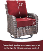 Luxury 22x24/22x25 6-Inch Outdoor Seat Cushions - Set of 2 Water Resistant Patio Chair Replacement Cushion for Porch Rattan Dining Rocker Glider Chairs Loveseat Couch Sectional Sofa - Red