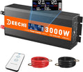 3000 Watt Power Inverter Car/Home 12V DC to 110V/120V AC Converter with 2 AC Outlets, USB & Type-C Port Car Inverter Peak Power 6000W for RV,Truck,Off-Grid Solar System with Remote Controller-Orange