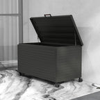 MIRADOR 134 Gallon Outdoor Storage Box Waterproof, Metal Deck Box with wheels for Patio Furniture, Garden Tools, Outdoor Cushion, Charcoal
