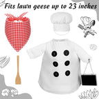 Aliceset Chef Porch Goose Outfits for Cement Goose Lawn Statue Clothes 23", Chef Clothes with Spatula and Blackboard for Thanksgiving Christmas Party Patio Yard Outdoor Art Decoration