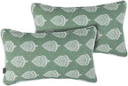 FUNHOME Outdoor Indoor Lumbar Pillow Covers ONLY, Water-Repellent Patio Lumbar Cushion Cases 12” x 20”, Decorative Throw Pillowcase Shell for Couch Patio Garden Furniture Use -Fair Green