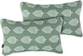 FUNHOME Set of 2 Patio Lumbar Pillows with Insert, 12”x20” Water-Repellent Outdoor Lumbar Pillow, Decorative Garden All Weather Lumbar Cushions for Home Patio Coach Sofa Use-Fair Green