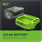 Greenworks 80V 18" Brushless Cordless Chainsaw (Great For Tree Felling, Limbing, Pruning, and Firewood), 75+ Compatible Tools, 4.0Ah Battery and Charger Included