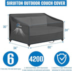 SIRUITON 2-Seat Garden Patio Sofa/Loveseat/Bench Cover 60" W x 34" D x 30" H, Heavy Duty 420D Oxford Waterproof Outdoor Sofa Cover, Lawn Patio Furniture Covers