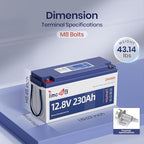 Timeusb 3 Pack 12V 230Ah LiFePO4 Battery, Built-in 150A BMS, Max. 1920W Power Output & 2944Wh Energy Lithium Battery, 15000 Cycles for Your RVs, Solar System, Off-Grid, Camper, etc