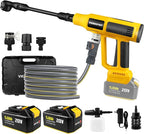 Cordless Pressure Washer with Faucet & Garden Hose Connector, 2 X 5.0AH Batteries, 2000PSI MAX Portable Pressure Washer with Brushless Motor, 4 Speed Adjustment LCD Touch Screen, 6-in-1 Nozzle