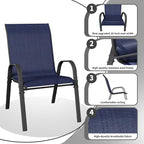 Patio Dining Chairs Set of 4, Outdoor Stackable Dining Chairs High Back for All Weather, Patio Furniture for Backyard, Porch, Garden, Pool Deck (Blue)