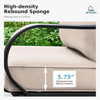 MFSTUDIO Metal Patio Conversation Sets, Outdoor Furniture Sofas Set of 2, 2 Pieces Durable Steel Frame Patio Rocking Chairs with 5.8" Beige Cushions for Patio Garden Backyard Balcony