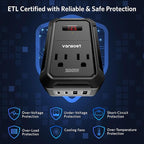 200W Car Power Inverter DC 12V to 110V AC Inverter with PD 65W/30W USB C & 2 QC 18W USB Ports & 2 AC Outlets,Car Pluɡ Adapter Outlet for Laptop/Phone/Road Trip